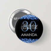 Badge Rond 5 Cm La 30ème fête d'anniversaire élégante miroite bleu (Devant & derrière)