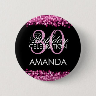 Badge Rond 5 Cm La 30ème fête d'anniversaire élégante miroite rose