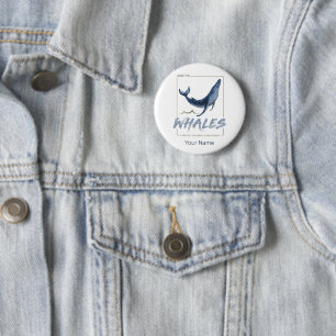 Badge Rond 5 Cm La baleine protège les baleines et la cétacée d'aq