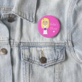 Badge Rond 5 Cm La bande Bachelorette de la jeune mariée blonde (En situation)