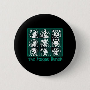 Badge Rond 5 Cm La bande de toutous - Famille de chiots amoureux d