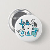 Badge Rond 5 Cm La bande propre de dents (Devant & derrière)