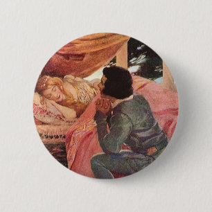 Badge Rond 5 Cm La Belle au Bois Dormant de Jessie Willcox Smith