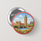 Badge Rond 5 Cm La Big Ben de Londres (Devant & derrière)
