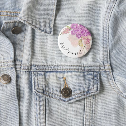 Badge Rond 5 Cm La Boca Rosa  blush bow bow Bouquet demoiselle d'h (En situation)