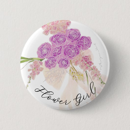 Badge Rond 5 Cm La Boca Rosa noeud papillon Bouquet petite fille  (Devant)