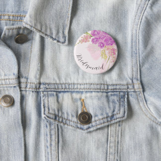 Badge Rond 5 Cm La Boca Vendretti Bouquet à ruban rose demoiselle