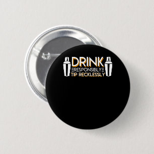 Badge Rond 5 Cm La boisson de barman inclinent de façon
