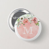 Badge Rond 5 Cm La borne | de bouton de monogramme rougissent (Devant & derrière)