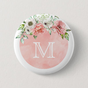 Badge Rond 5 Cm La borne   de bouton de monogramme rougissent