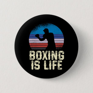 Badge Rond 5 Cm La boxe est la Vintage vie Sunset Silhouette