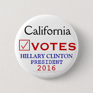 Badge Rond 5 Cm La Californie vote le président 2016 de Hillary