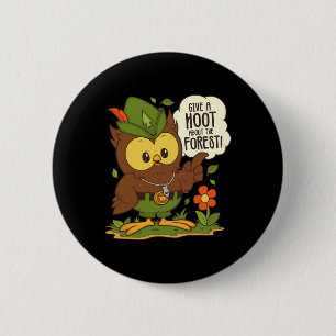 Badge Rond 5 Cm La Chouette Woodsy Donne Un Coup D'Oeil Sur La Jou