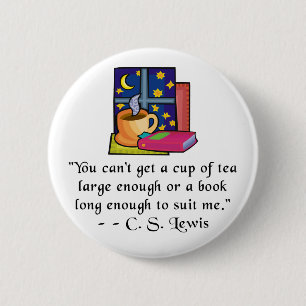 Badge Rond 5 Cm La citation de thé et de livres W boutonne - 2