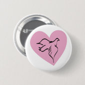 Badge Rond 5 Cm La colombe entourée d'un coeur rose (Devant & derrière)
