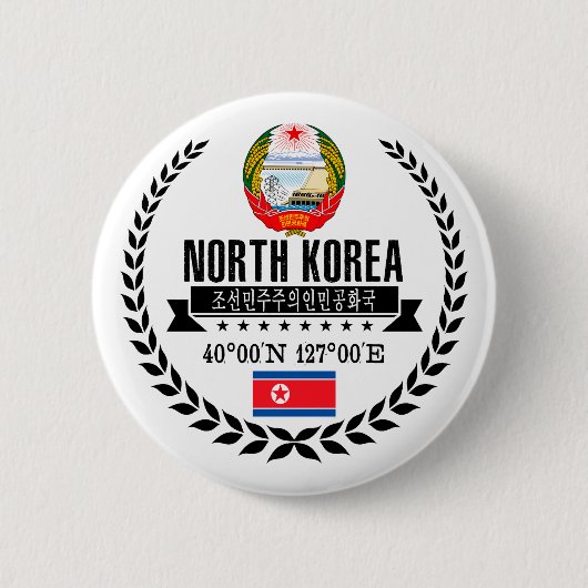Badge Rond 5 Cm La Corée du Nord (Devant)