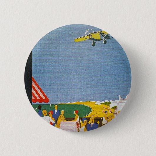 Badge Rond 5 Cm La Côte Basque Par Avion (Devant)