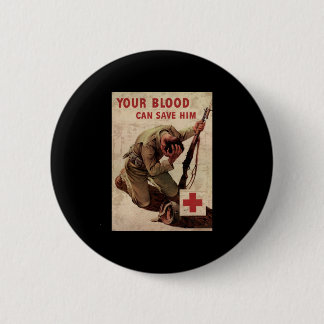 Badge Rond 5 Cm La Croix-Rouge votre sang peut le sauver