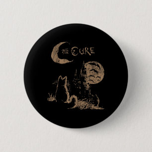 Badge Rond 5 Cm La Cure Vintage Cat Moon Drôle L'Amoureux des chat