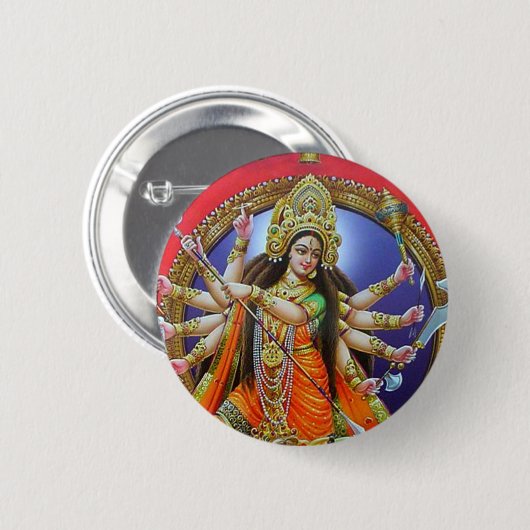 Badge Rond 5 Cm La déesse Durga (Devant & derrière)
