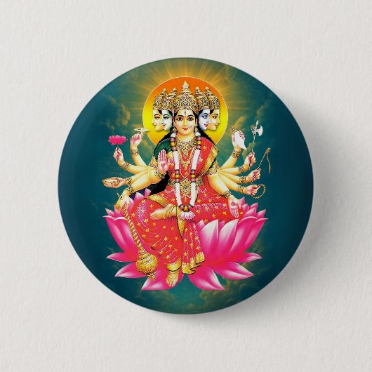 Badge Rond 5 Cm La déesse hindou Gayatri Devi (Devant)