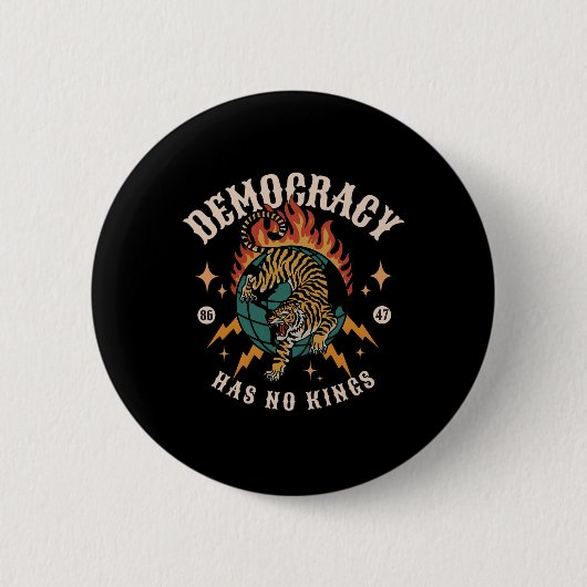 Badge Rond 5 Cm La démocratie n'a pas de roi 8647 Anti Trump Ameri (Devant)