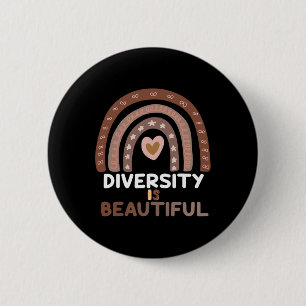 Badge Rond 5 Cm La diversité est belle Tons de peau Arc-en-ciel Af