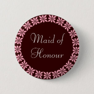 Badge Rond 5 Cm La domestique du rose d'honneur fleurit