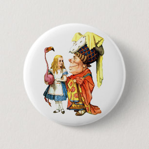 BADGE ROND 5 CM LA DUCHESSE TEACHES ALICE FLAMINGO CROQUET