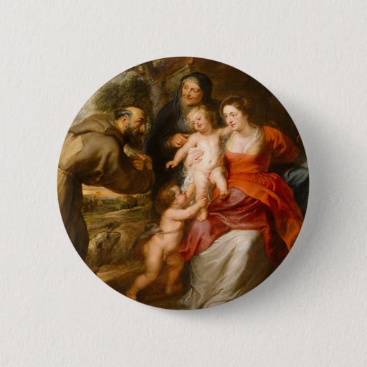 Badge Rond 5 Cm La famille sainte avec des saints (Devant)
