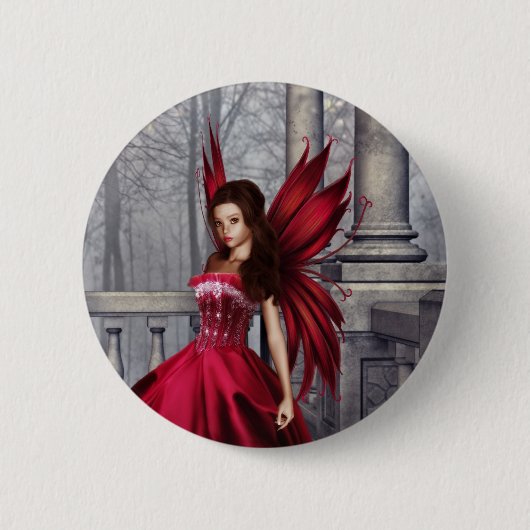 Badge Rond 5 Cm La fée rouge de charme (Devant)
