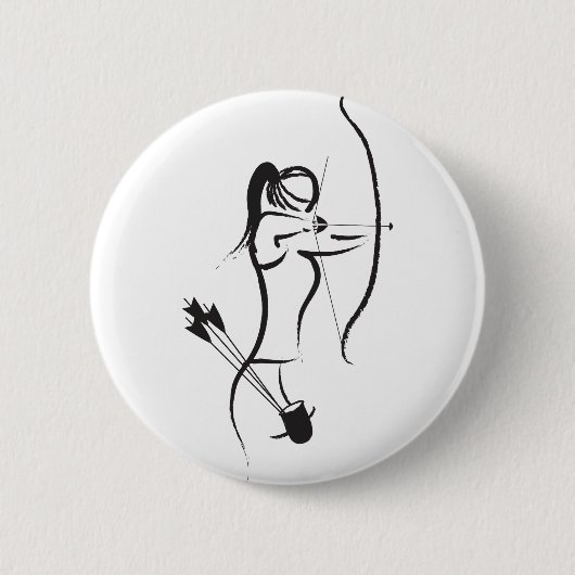 Badge Rond 5 Cm La femelle Recurve Archer (Devant)