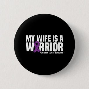 Badge Rond 5 Cm La femme est un guerrier violet ruban cancer pancr