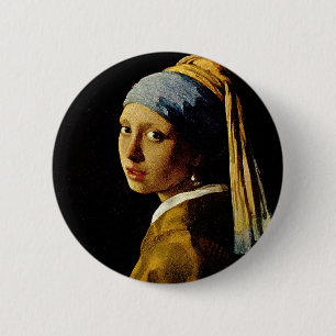 Badge Rond 5 Cm La fille avec un turban/fille avec la boucle