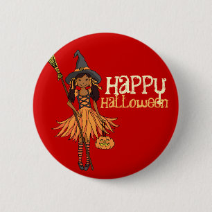 Badge Rond 5 Cm La fille foncée Halloween heureux badine l'insign