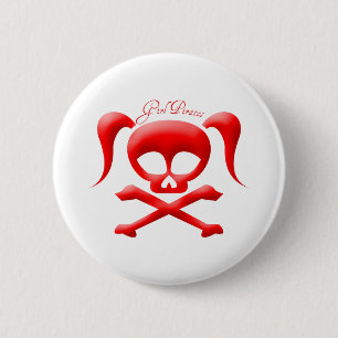 Badge Rond 5 Cm La fille pirate le bouton