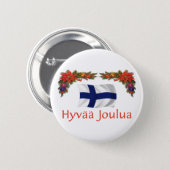 Badge Rond 5 Cm La Finlande Hyvaa Joulua (Joyeux Noël) (Devant & derrière)