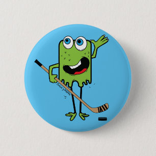 Badge Rond 5 Cm La flamme du monstre de hockey vert