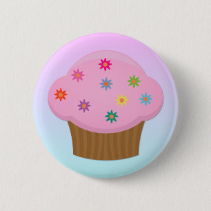 Badge Rond 5 Cm La fleur arrose le bouton de petit gâteau