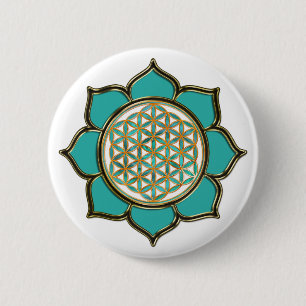 Badge Rond 5 Cm La Fleur de la vie Lotus-turis / transparente