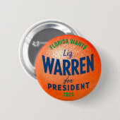 Badge Rond 5 Cm La Floride veut Liz Warren 2020 (Devant & derrière)