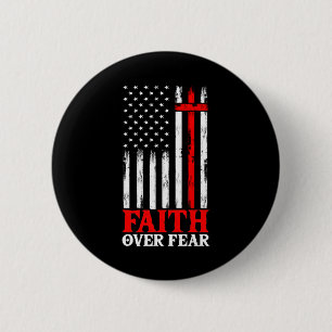 Badge Rond 5 Cm La foi sur la peur Cool Christian Flag Cross