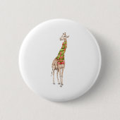 Badge Rond 5 Cm La girafe dans une écharpe (Devant)