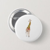 Badge Rond 5 Cm La girafe dans une écharpe (Devant & derrière)