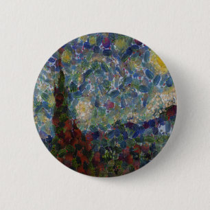 Badge Rond 5 Cm La Gourde Nuit Starry Beaux Art Spoof