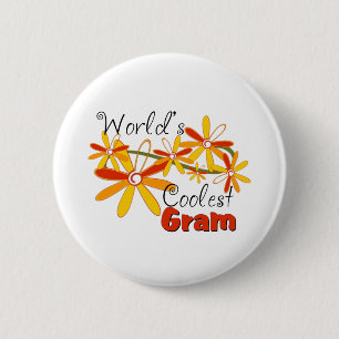 Badge Rond 5 Cm La Gram la plus cool du monde floral
