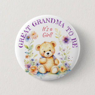 Badge Rond 5 Cm La grand-mère Baby shower de la fille Teddy Bear