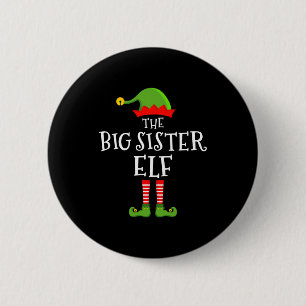 Badge Rond 5 Cm La grande soeur elfe Noël drôle assorti famille