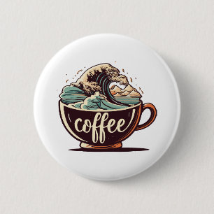 Badge Rond 5 Cm La Grande Vague De Café
