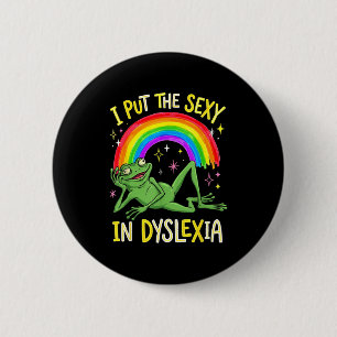 Badge Rond 5 Cm La grenouille arc-en-ciel d'humour dyslexie Put